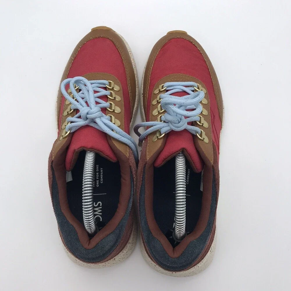 Toms Arroyo Poinsettia Red/Gold Women 7 Lace Up Sneakers Athletic Shoes 10014112